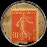 Timbre-monnaie La Ménagère - 10 centimes rouge sur fond doré - revers