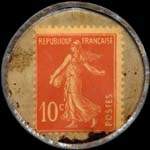 Timbre-monnaie La M�nag�re - 10 centimes rouge sur fond dor� - revers