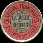 Timbre-monnaie Lecluselle et Becquart - 5 centimes vert sur fond rouge - avers