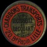 Timbre-monnaie Lecluselle et Becquart - 10 centimes rouge sur fond bleu-nuit - avers