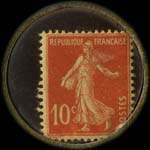 Timbre-monnaie Lecluselle et Becquart - 10 centimes rouge sur fond bleu-nuit - revers