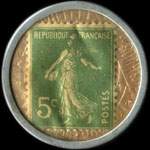 Timbre-monnaie Lefebvre Fils A�n� - 5 centimes vert sur fond rouge - type 2 - revers