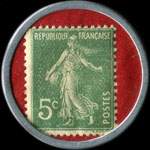 Timbre-monnaie Lefebvre Fils A�n� - 5 centimes vert sur fond rouge - type 1 - revers