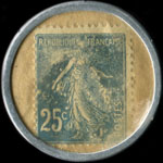 Timbre-monnaie Lefebvre Fils Aîné - 25 centimes bleu sur fond blanc - revers