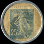 Timbre-monnaie Lefebvre Fils A�n� - 25 centimes bleu sur fond blanc - type 1 - revers