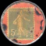 Timbre-monnaie Le Girondin - 5 centimes vert sur fond rouge - revers