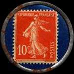 Timbre-monnaie Le Girondin - 10 centimes rouge sur fond bleu - revers