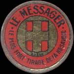 Timbre-monnaie Le Messager - Le plus fort tirage de la Haute-Savoie - 5 centimes vert sur fond rouge - avers
