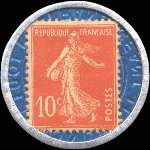 Timbre-monnaie Lisez l'Intran - 10 centimes rouge sur fond bleu (inscriptions visibles) - revers
