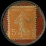 Timbre-monnaie Liverna - 5 centimes orange sur fond rouge - revers