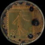 Timbre-monnaie Louis Biret - Produits alimentaires - Pouzauges (Vend�e) - 5 centimes vert sur fond dor� - revers
