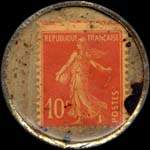 Timbre-monnaie Louis Biret - Produits alimentaires - Pouzauges (Vend�e) - 10 centimes rouge sur fond dor� - revers