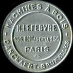 Timbre-monnaie Machines à bois H.Lefebvre - 25 centimes bleu sur fond rouge - avers