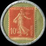 Timbre-monnaie Machines à bois H.Lefebvre - 10 centimes rouge sur fond vert - revers