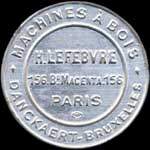 Timbre-monnaie Machines à bois H.Lefebvre - 5 centimes vert sur fond rouge - avers