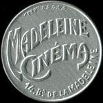 Timbre-monnaie Madeleine Cinéma - 25 centimes bleu sur fond rouge - avers