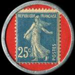 Timbre-monnaie Madeleine Cin�ma - 25 centimes bleu sur fond rouge - revers