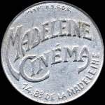 Timbre-monnaie Madeleine Cinéma - 5 centimes vert sur fond rouge - avers