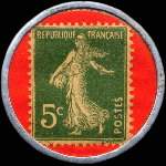 Timbre-monnaie Madeleine Cin�ma - 5 centimes vert sur fond rouge - revers