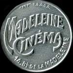 Timbre-monnaie Madeleine Cinéma - 10 centimes rouge sur fond bleu - avers