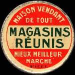 Timbre-monnaie Magasins Réunis - 5 centimes vert sur fond rouge - avers