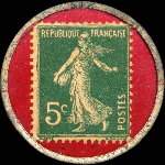 Timbre-monnaie Magasins Réunis - 5 centimes vert sur fond rouge - revers