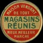 Timbre-monnaie Magasins Réunis - 10 centimes rouge sur fond bleu-turquoise - avers