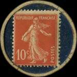 Timbre-monnaie Magasins Réunis - 10 centimes rouge sur fond bleu-turquoise - revers