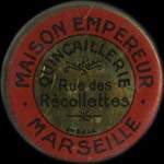 Timbre-monnaie Maison Empereur - 10 centimes rouge sur fond rouge - avers