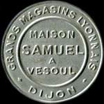 Timbre-monnaie Maison Samuel à Vesoul - 5 centimes orange sur fond blanc - avers
