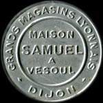 Timbre-monnaie Maison Samuel à Vesoul - 10 centimes vert sur fond rouge - avers