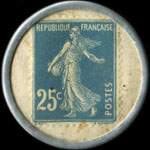 Timbre-monnaie Maison Veille - Tissus - V�tements - Chatellerault - 25 centimes bleu sur fond blanc - revers