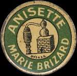 Timbre-monnaie Anisette Marie Brizard - 5 centimes vert sur fond rouge - avers