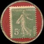Timbre-monnaie Anisette Marie Brizard - 5 centimes vert sur fond rouge - revers
