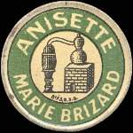 Timbre-monnaie Anisette Marie Brizard - 10 centimes rouge sur fond vert-turquoise - avers