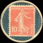 Timbre-monnaie Anisette Marie Brizard - 10 centimes rouge sur fond vert-turquoise - revers
