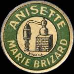 Timbre-monnaie Anisette Marie Brizard - 25 centimes bleu sur fond rouge-orangé - avers