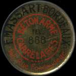 Timbre-monnaie F.Massart Béton Armé - 10 centimes rouge sur fond rouge - avers
