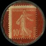 Timbre-monnaie F.Massart Béton Armé - 10 centimes rouge sur fond rouge - revers