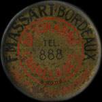 Timbre-monnaie F.Massart Béton Armé - 15 centimes vert ligné sur fond rouge - avers