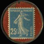 Timbre-monnaie F.Massart Béton Armé - 25 centimes bleu sur fond rouge - revers