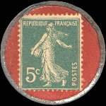 Timbre-monnaie F.Massart Béton Armé - 5 centimes vert sur fond rouge - revers