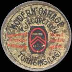 Timbre-monnaie Modern' Garage - 5 centimes vert sur fond rouge - avers