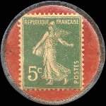 Timbre-monnaie Modern' Garage - 5 centimes vert sur fond rouge - revers