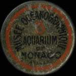 Timbre-monnaie Musée Océanographique - Aquarium de Monaco - 1 centime Monaco sur fond rouge - avers