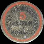 Timbre-monnaie Musée Océanographique - Aquarium de Monaco - 25 centimes bleu sur fond rouge - avers