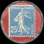 Timbre-monnaie Musée Océanographique - Aquarium de Monaco - 25 centimes bleu sur fond rouge - revers