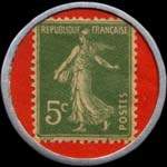 Timbre-monnaie Nerea - 5 centimes vert sur fond rouge - revers
