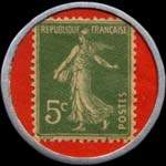 Timbre-monnaie Les produits Nerea sont sup�rieurs - 5 centimes vert sur fond rouge - revers
