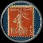 Timbre-monnaie Les produits Nerea sont sup�rieurs - 10 centimes rouge sur fond bleu - revers